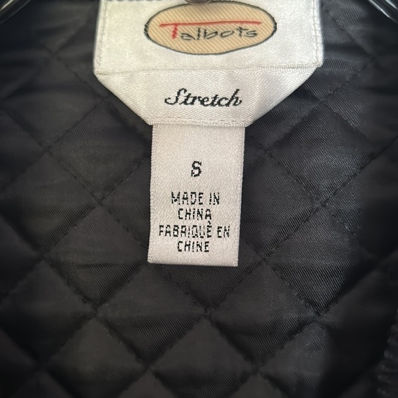 Talbots Black Quilted Jacket with Corduroy Collar - Picture 3 of 4